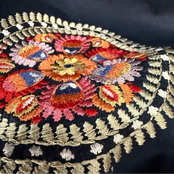 Embroidered Navy Boho A-Line Midi Skirt - Picture 8 of 9